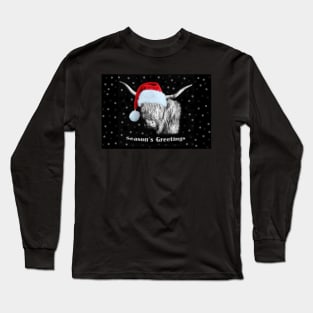 Highland Cow at Christmas (Season's Greetings) Long Sleeve T-Shirt